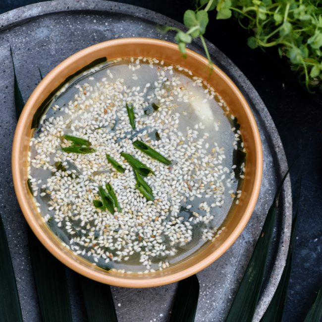 miso soup with salmon